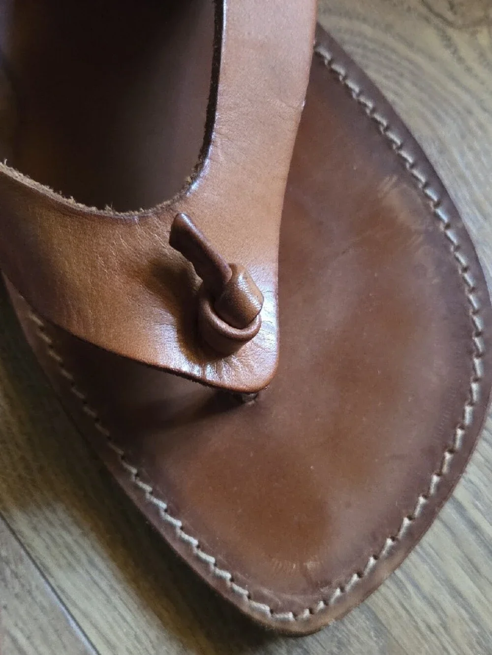 Italian Brown Leather Women's Thong Sandals